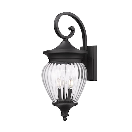 Z-Lite Davina 4 Light Outdoor Wall Light, 12in. W x 28in. H, Black 5016B-BK